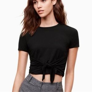 Wilfred Black Tie-Front Crop Top